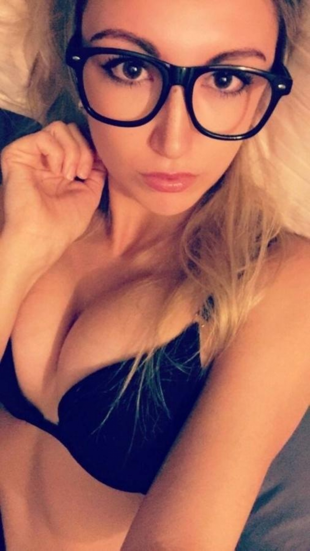 blonde bra cleavage selfie porn photo