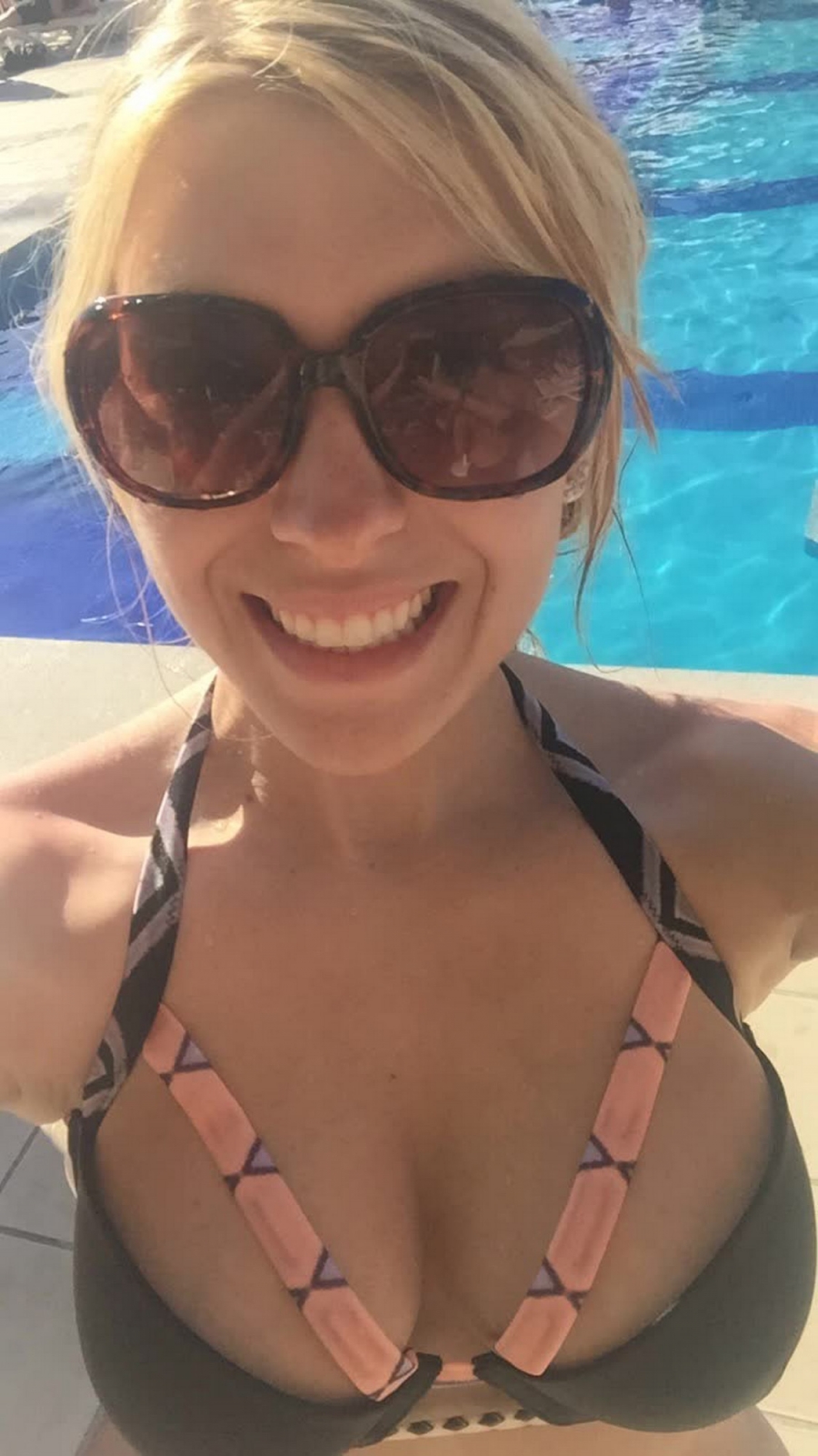 Bikini selfie at swimming pool